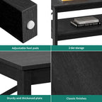 Mesa de centro rústica con almacenamiento, mesa central de 2 niveles para sala de estar