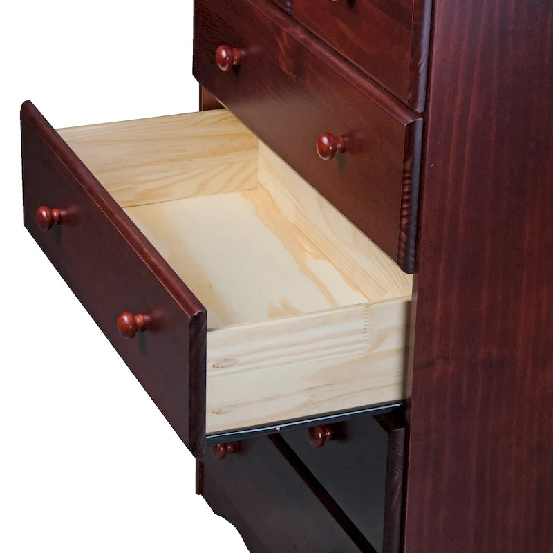 Cómoda de 5 cajones de madera maciza 100% con tiradores de metal o madera