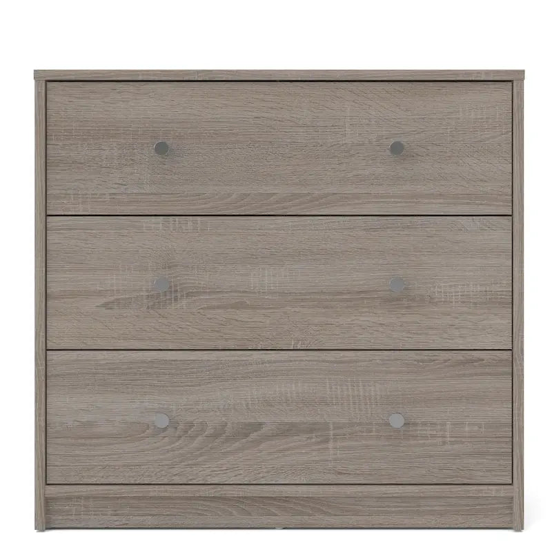Cómoda de madera manufacturada de 3 cajones