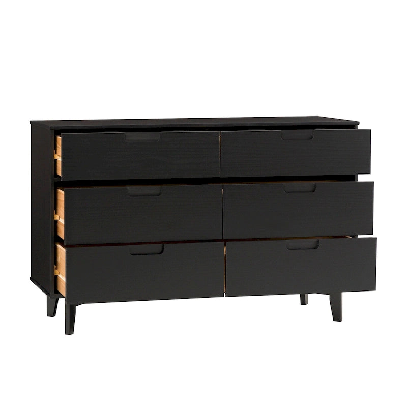 Cómoda de madera maciza de mediados de siglo con 6 cajones
