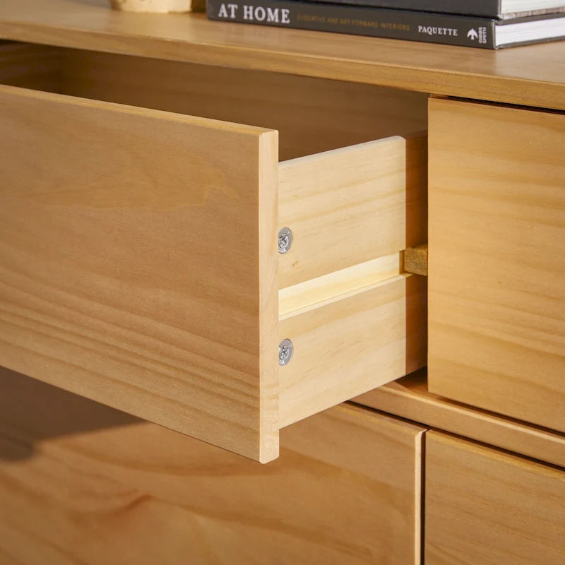 Cómoda de madera maciza de mediados de siglo con 6 cajones