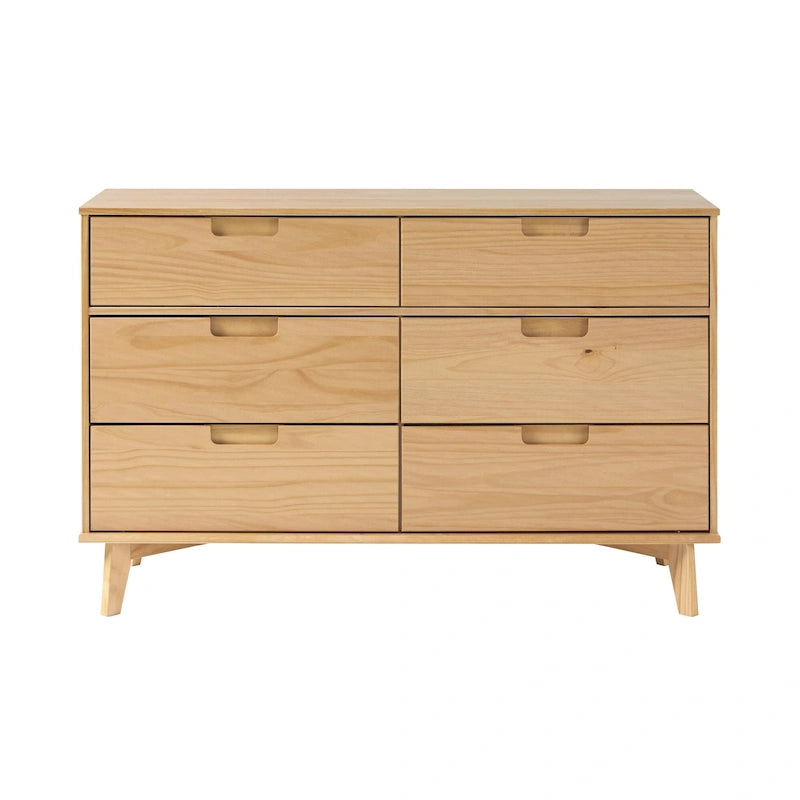 Cómoda de madera maciza de mediados de siglo con 6 cajones
