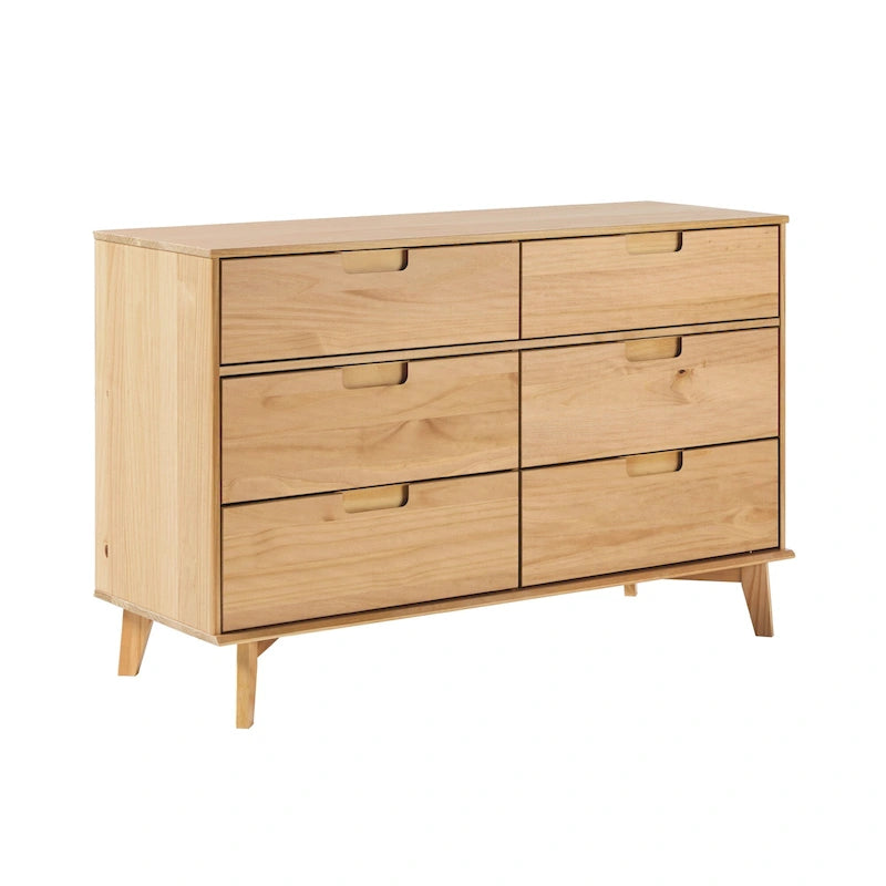Cómoda de madera maciza de mediados de siglo con 6 cajones