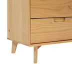 Cómoda de madera maciza de mediados de siglo con 6 cajones