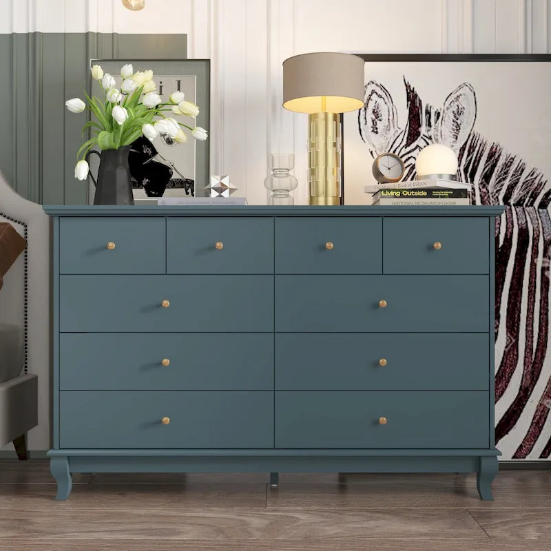 Cómoda de dormitorio doble ancha de 55,1" con cajones de almacenaje