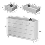 Cómoda de dormitorio doble ancha de 55,1" con cajones de almacenaje