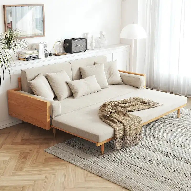 Sofá cama moderno de madera maciza retráctil