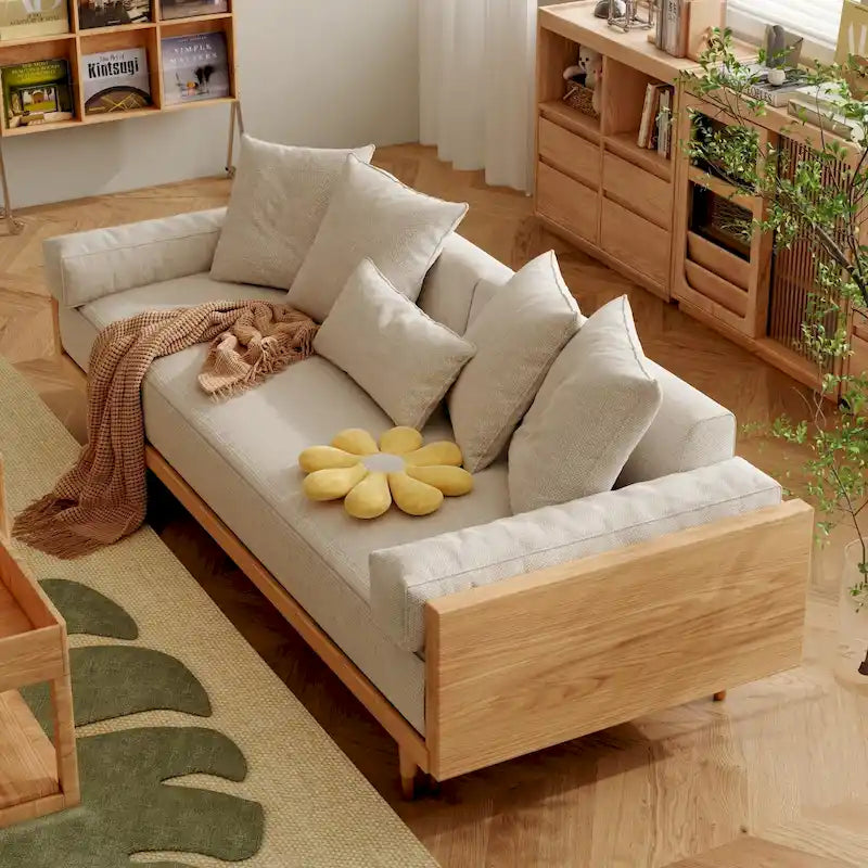 Sofá cama moderno de madera maciza retráctil
