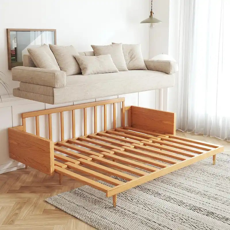 Sofá cama moderno de madera maciza retráctil
