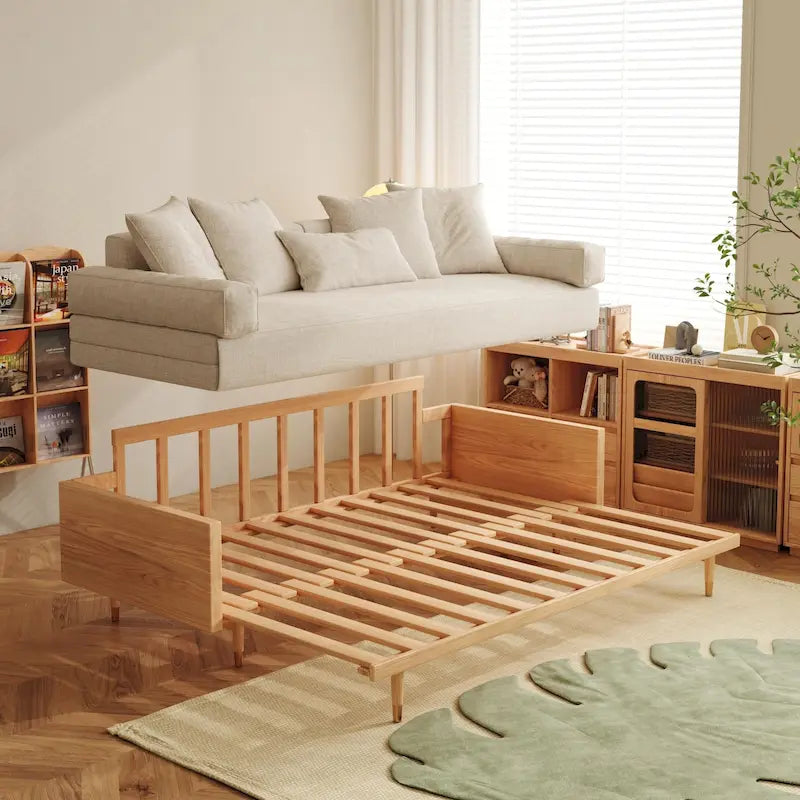 Sofá cama moderno de madera maciza retráctil