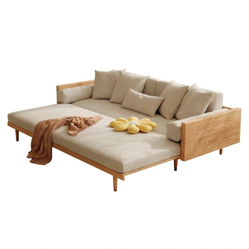 Sofá cama moderno de madera maciza retráctil