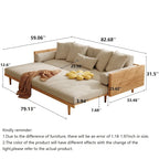 Sofá cama moderno de madera maciza retráctil