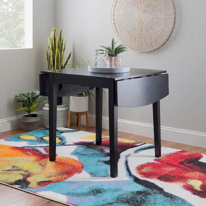 Mesa de comedor de madera maciza cuadrada con alas abatibles