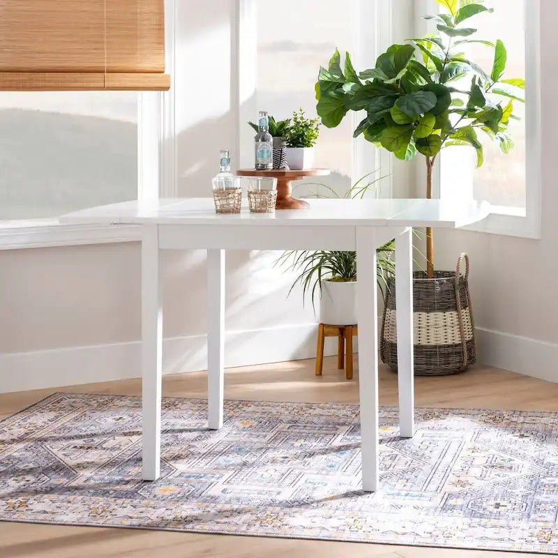 Mesa de comedor de madera maciza cuadrada con alas abatibles