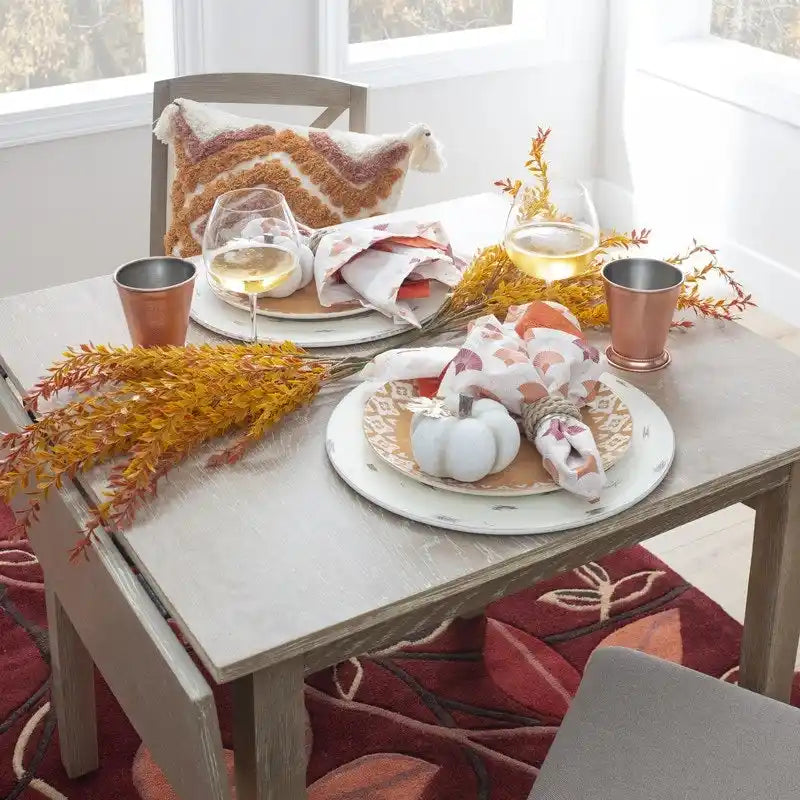 Mesa de comedor de madera maciza cuadrada con alas abatibles