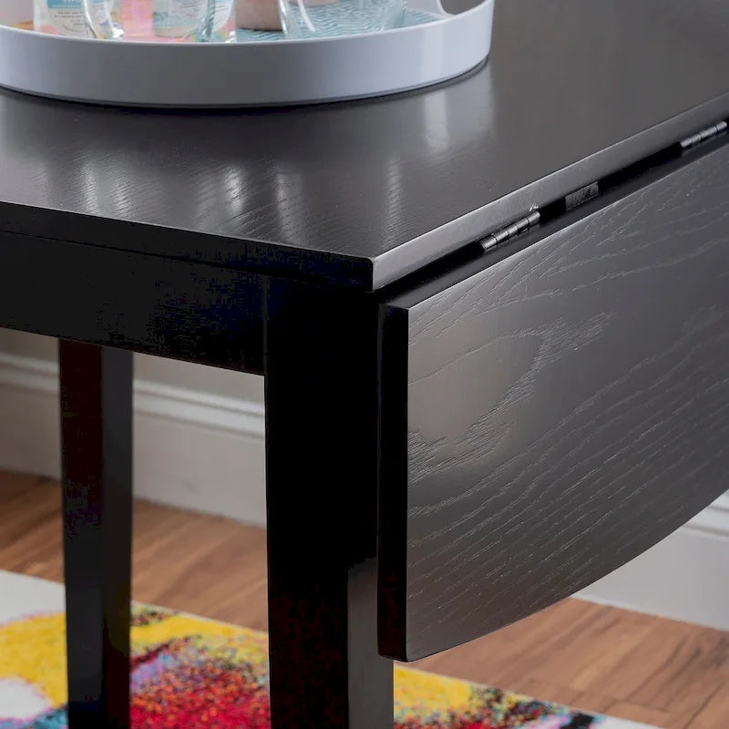 Mesa de comedor de madera maciza cuadrada con alas abatibles