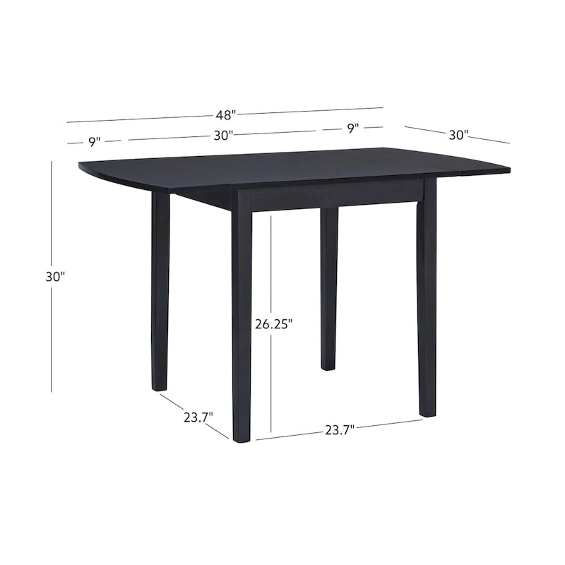 Mesa de comedor de madera maciza cuadrada con alas abatibles