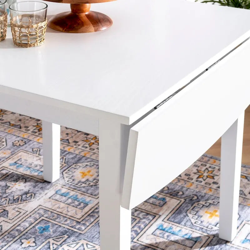 Mesa de comedor de madera maciza cuadrada con alas abatibles
