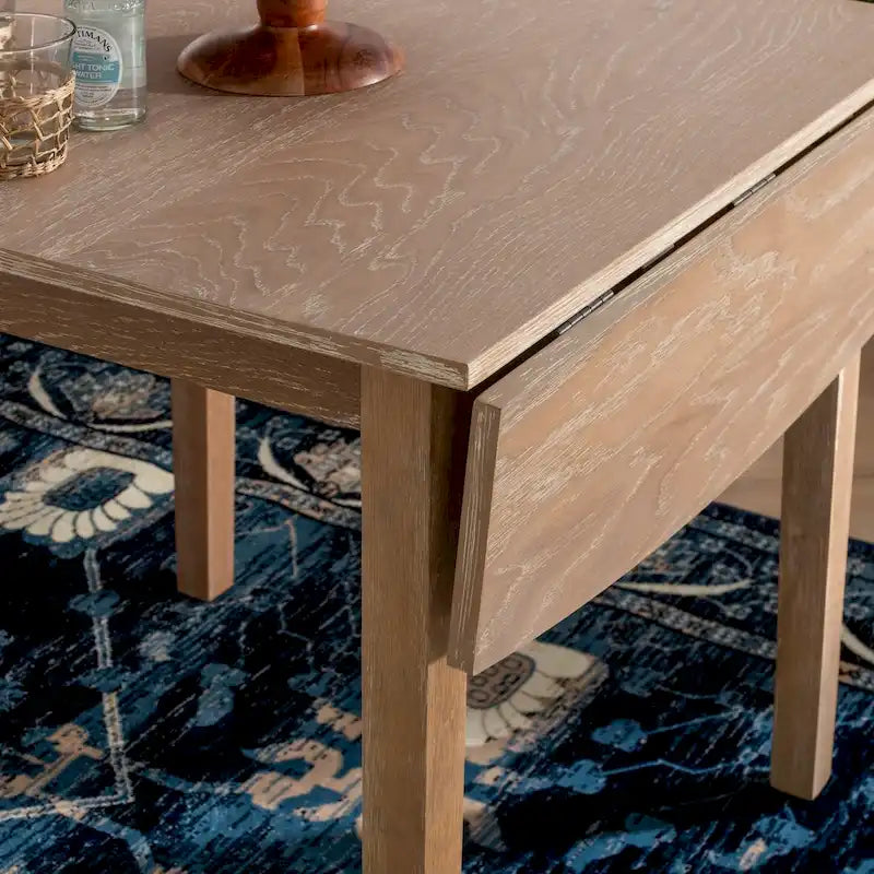 Mesa de comedor de madera maciza cuadrada con alas abatibles