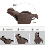 Sillón reclinable elevador eléctrico con masaje de piel sintética