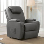 Sillón reclinable elevador eléctrico con masaje de piel sintética