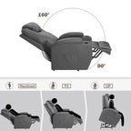 Sillón reclinable elevador eléctrico con masaje de piel sintética