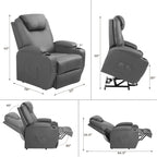Sillón reclinable elevador eléctrico con masaje de piel sintética