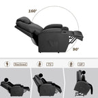 Sillón reclinable elevador eléctrico con masaje de piel sintética