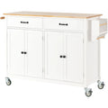 Carrito de isla de cocina con superficie de madera maciza y ruedas con freno