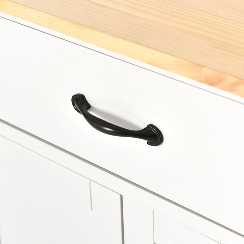 Carrito de isla de cocina con superficie de madera maciza y ruedas con freno