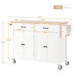 Carrito de isla de cocina con superficie de madera maciza y ruedas con freno