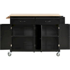 Carrito de isla de cocina con superficie de madera maciza y ruedas con freno