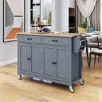 Carrito de isla de cocina con superficie de madera maciza y ruedas con freno