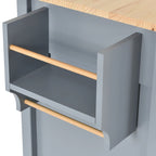 Carrito de isla de cocina con superficie de madera maciza y ruedas con freno
