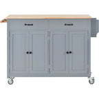 Carrito de isla de cocina con superficie de madera maciza y ruedas con freno