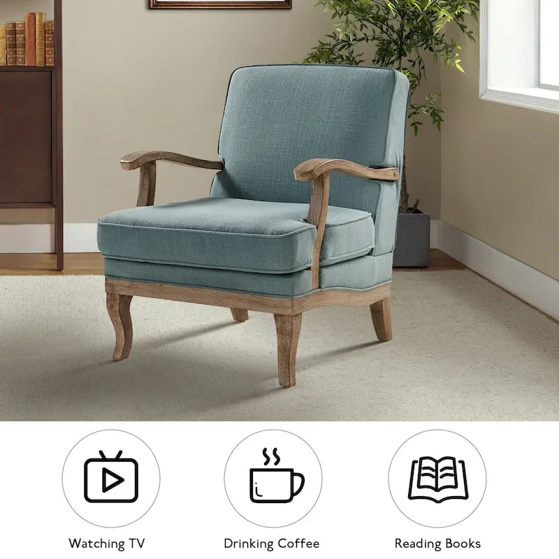 Sillón de poliéster estilo rústico con cómodo respaldo y cojín