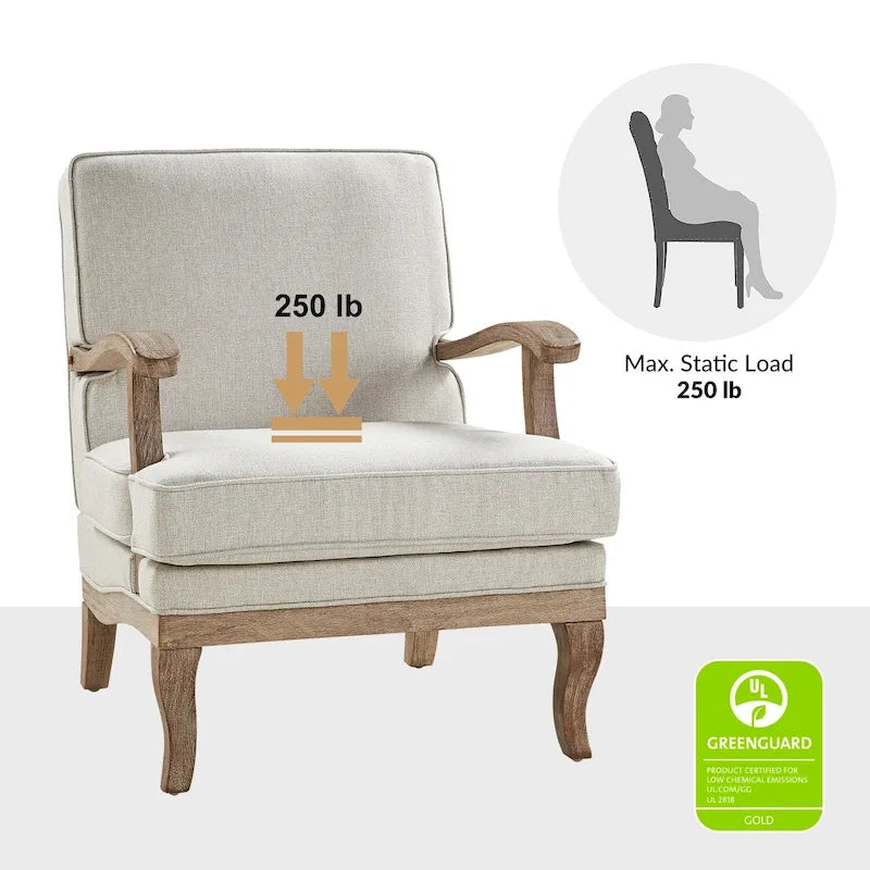 Sillón de poliéster estilo rústico con cómodo respaldo y cojín