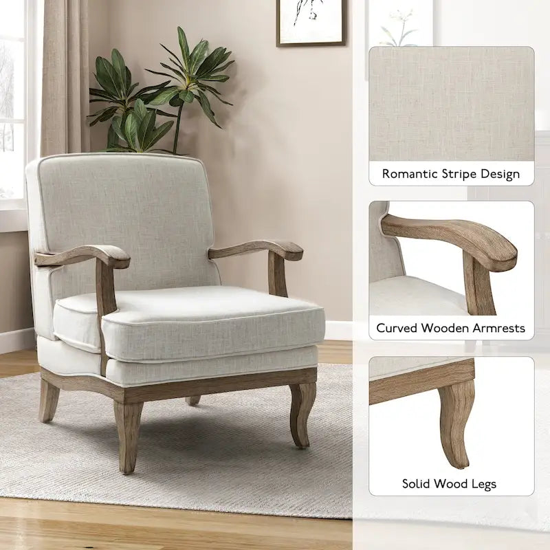 Sillón de poliéster estilo rústico con cómodo respaldo y cojín