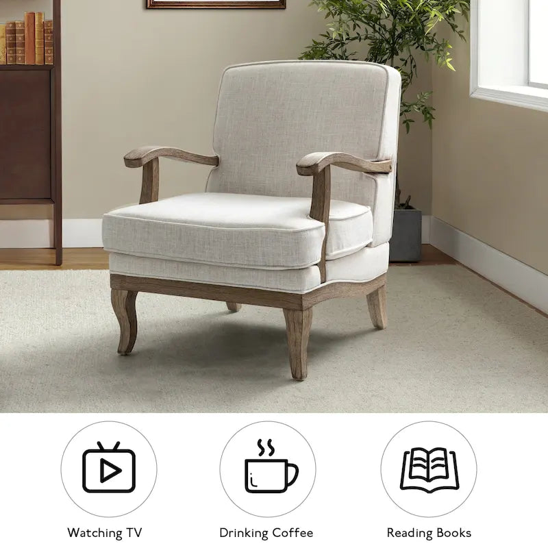 Sillón de poliéster estilo rústico con cómodo respaldo y cojín