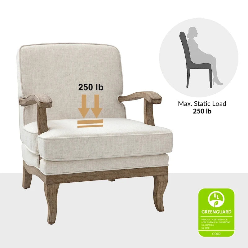 Sillón de poliéster estilo rústico con cómodo respaldo y cojín