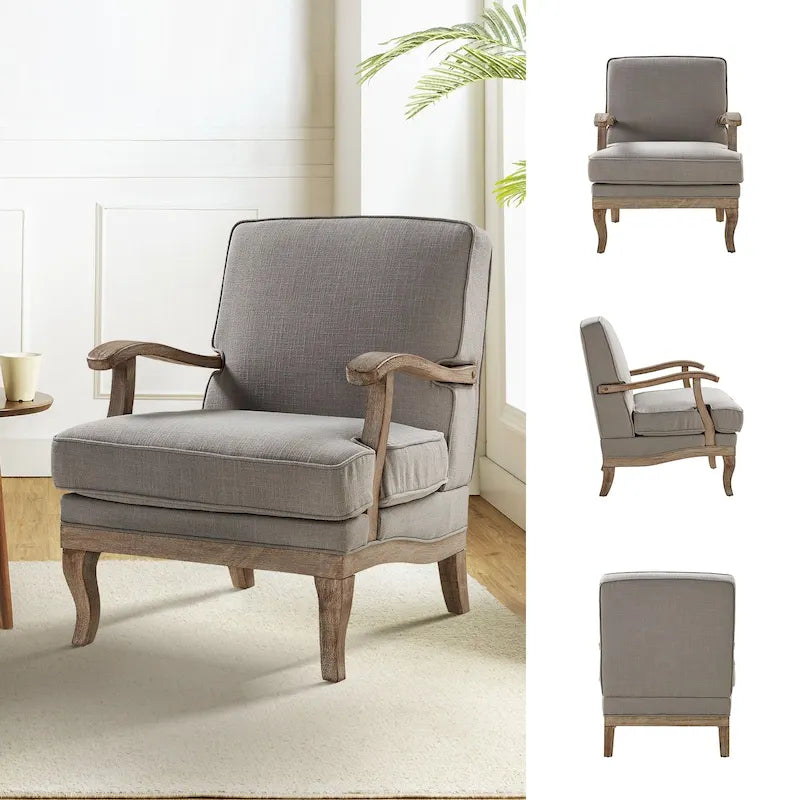 Sillón de poliéster estilo rústico con cómodo respaldo y cojín