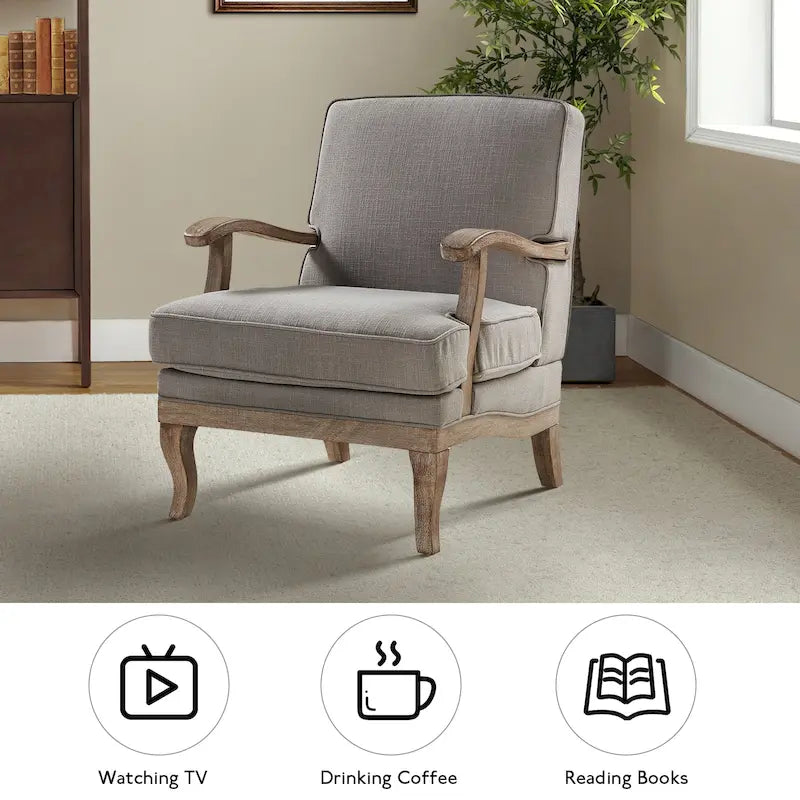 Sillón de poliéster estilo rústico con cómodo respaldo y cojín