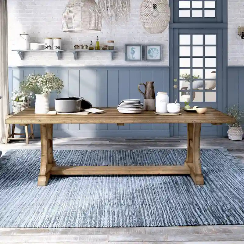 Mesa de comedor rústica de pino macizo Sail