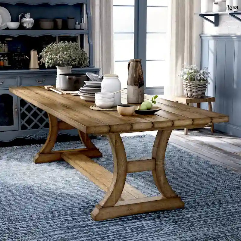 Mesa de comedor rústica de pino macizo Sail