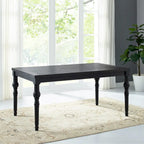 Mesa de comedor de madera oscura de 7 piezas con patas torneadas