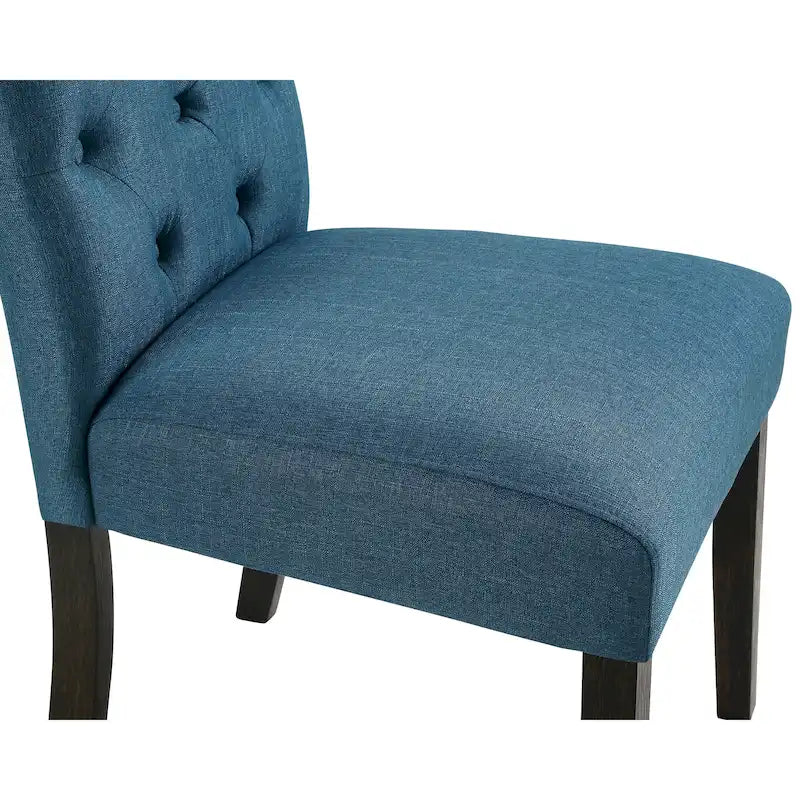 Mesa de comedor de madera oscura de 7 piezas con patas torneadas