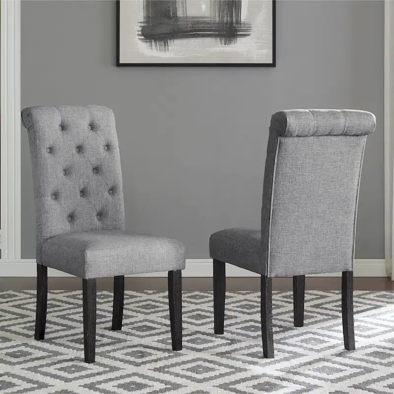 Mesa de comedor de madera oscura de 7 piezas con patas torneadas