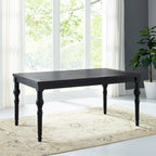 Mesa de comedor de madera oscura de 7 piezas con patas torneadas