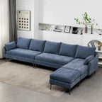 Sofá seccional en forma de U de 6 plazas, sofá cama reversible en diseño moderno de chenilla, con chaise longue y otomana