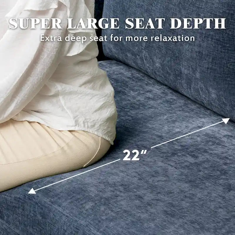 Sofá seccional en forma de U de 6 plazas, sofá cama reversible en diseño moderno de chenilla, con chaise longue y otomana